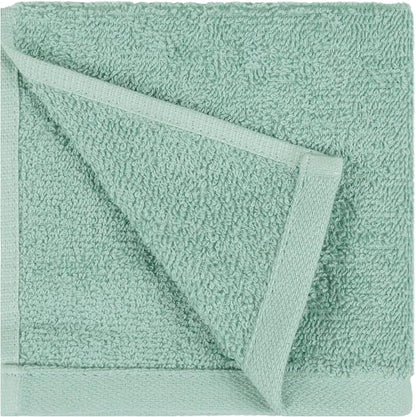 Amazon Basics Highly Absorbent, Fast Drying 100% Cotton Washcloths for Bathroom, Machine Washable, 12 x 12 inches, Seafoam Green, 24-Pack