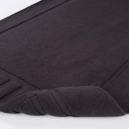 Superior 100% Cotton Bathmat Set, Bath Mats, Bathroom Decor, Shower, Bathtub Essentials, Home Accessories, Washable Rug, No Backing, Heavyweight, Leo Collection, Set of 2, 22" x 35", Black