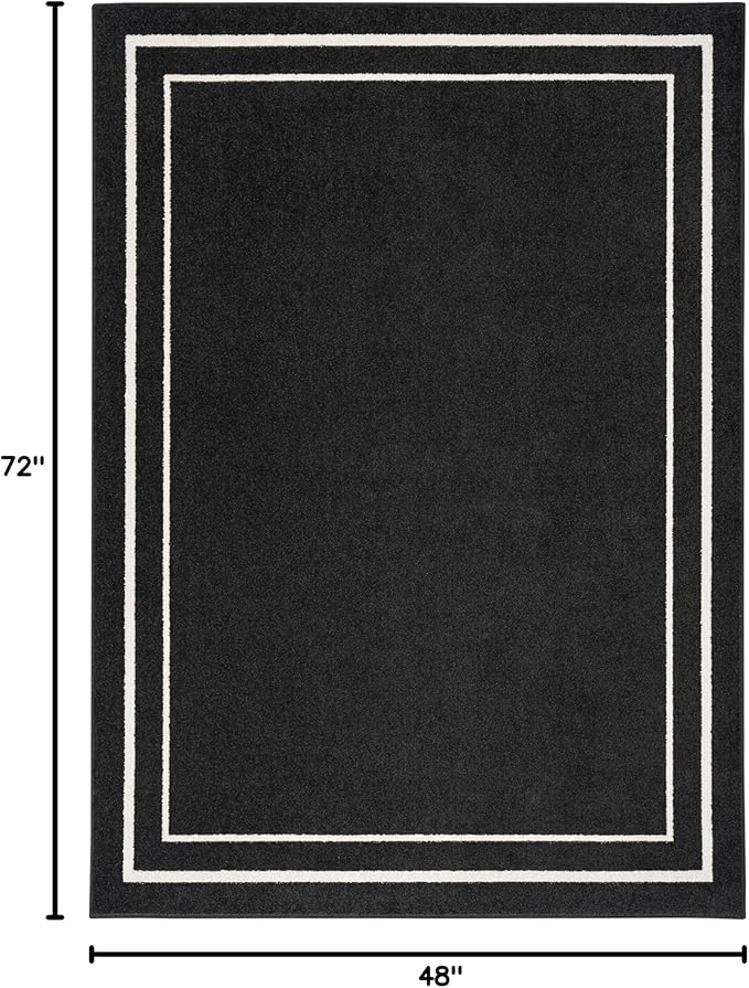 Nourison Home Nourison Essentials Black Ivory 4' x 6' Area Rug - Easy Clean, Non Shedding, Bed Room, Living Room, Dining Room, Kitchen (4' x 6')