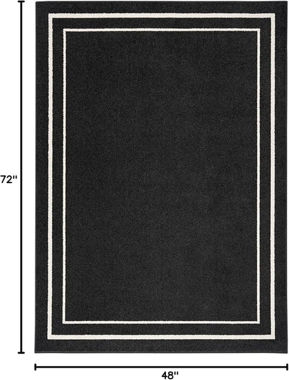 Nourison Home Nourison Essentials Black Ivory 4' x 6' Area Rug - Easy Clean, Non Shedding, Bed Room, Living Room, Dining Room, Kitchen (4' x 6')