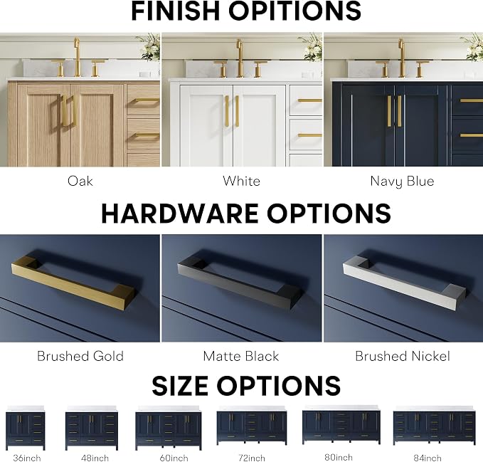 72-Inch Bathroom Vanity with Sink, 4 Soft-Close Doors and 6 Soft-Close Drawers, Bathroom Freestanding Vanity with Cultured Marble Countertop, Navy Blue Vanity W/Gold Handles