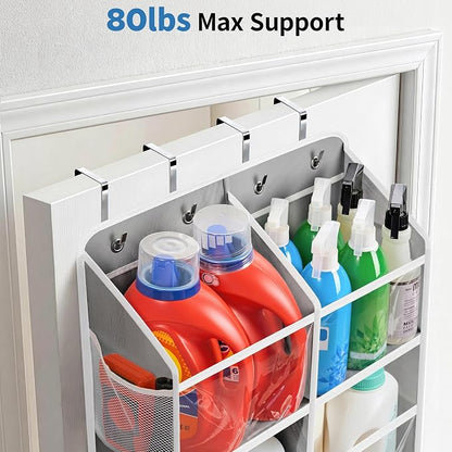 JARLINK Over the Door Organizer, Extra Large Storage for Bedroom, Grey | Anti-Tilt 100 lb Load Capacity, Hanging Door Organizer with 5 10 Mesh Pockets, Behind Door Storage for Bathroom, Nursery
