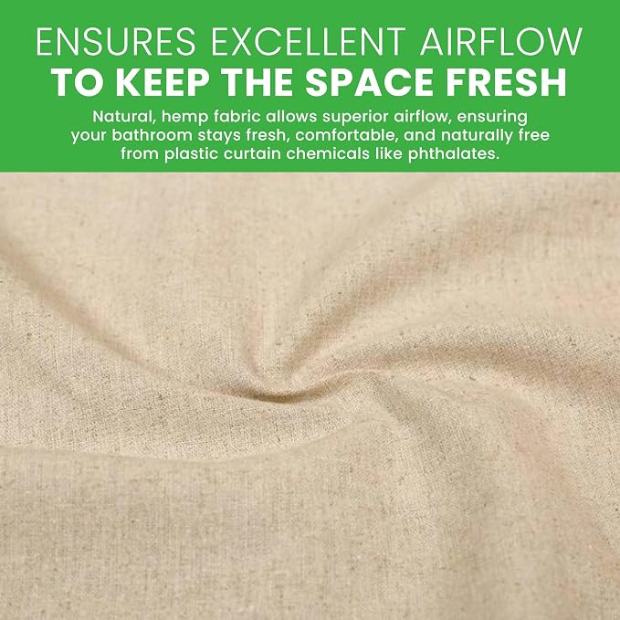 Bean Products Natural Hemp Bathtub Shower Curtain Liner - 70x74 | Non Toxic, Eco Friendly, Mildew Resistant Cloth Shower Cutain Liner - Washable, Quick Dry, Breathable, Odor Free, No Plastic