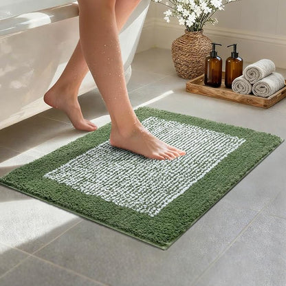 Bathroom Rugs 24x17 Non Slip Washable, Matcha Green Bath Mat for Bathroom Floor Tub, Soft Absorbent Quick Dry Mats for Shower, Bathtub,Home Decor