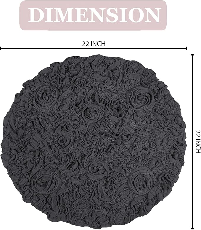 Home Weavers Bell Flower Collection 100% Cotton Tufted Bath Rugs, Extra Soft and Absorbent Bath Rugs, Non-Slip Bath Mats, Machine Washable, Bath Mats for Bathroom Floor and Tub, 22" Round, Gray