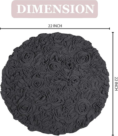 Home Weavers Bell Flower Collection 100% Cotton Tufted Bath Rugs, Extra Soft and Absorbent Bath Rugs, Non-Slip Bath Mats, Machine Washable, Bath Mats for Bathroom Floor and Tub, 22" Round, Gray