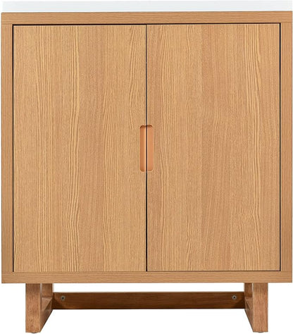 Favfurish 30" Bathroom Vanity with Resin Sink,Undermount Single Basin Bath Vanity Set w/2 Soft Closing Doors,Transitional Freestanding Storage Cabinet,Solid Wood Frame,Burly Wood