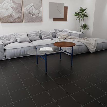 Lareko 60Sq.Ft Black Marble Peel and Stick Vinyl Floor Tiles,60 Tiles - 12" x 12",Waterfproof and Self Adhesive Vinyl Sticker Tiles,Laminate Flooring for for Kichen,Bathroom,Dining Room(Black)