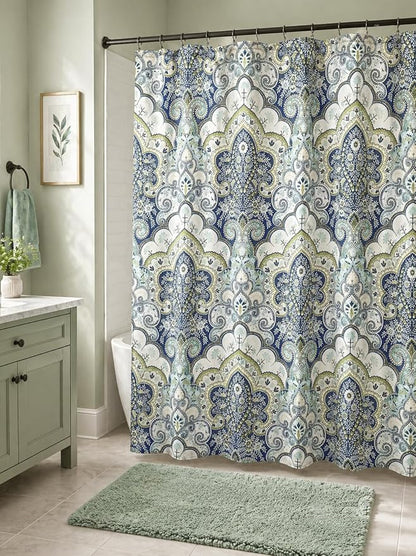 Hotel Quality Fabric Bathroom Shower Curtain: Floral Paisley Moroccan Damask (72 x 70 inches)