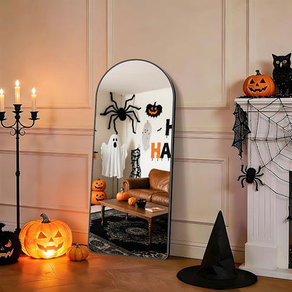 FORBATH Large Arched Wall Mirror 48x20 Inch, Black Arch Bathroom Mirror with Aluminum Frame, Arched Mirror for Dresser, Fireplace,Entryway,Home Decor,Hanging or Leaning Against Wall