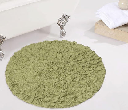 Home Weavers Bell Flower Collection 100% Cotton Tufted Bath Rugs, Extra Soft and Absorbent Bath Rugs, Non-Slip Bath Mats, Machine Washable, Bath Mats for Bathroom Floor and Tub, 30" Round, Green