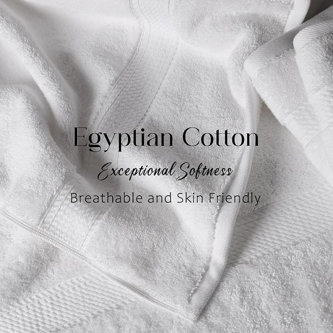 Superior Egyptian Cotton Plush & Absorbent, Bath Towel Set of 4, White | Quick Dry, Soft Luxury Towel Set, Bath Essentials for Bathroom, Guest Bath, Spa, 4 Piece Bath, Madeline Towels