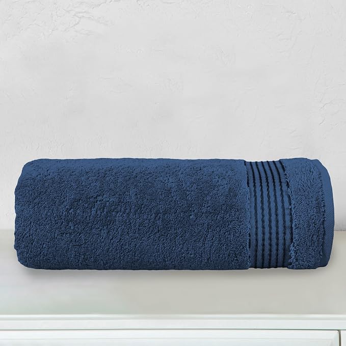 Elegant Comfort Premium Turkish Cotton 1 Piece Jumbo Bath Towel - 35 x 70 inch, Luxurious Hotel Spa Quality 100% Turkish Cotton Large Bath Towel - Highly Absorbent - Soft Bathroom Towel, Navy Blue