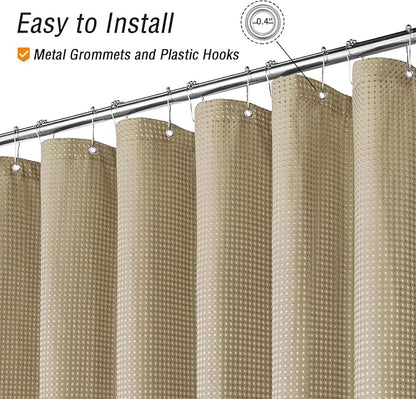 230GSM Beige Shower Curtain, 72 X 72 | 230GSM Fabric Shower Curtain for Bathroom - Soft Cloth & Hotel Spa Luxury, Water Repellent, Machine Washable