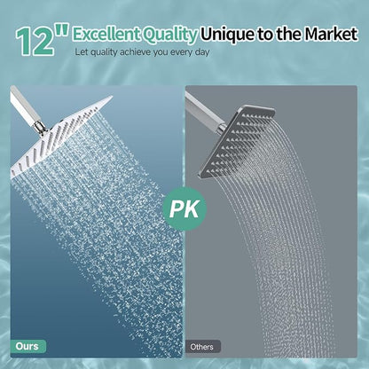 SR SUN RISE Luxury 12 Inch Large Square Stainless Steel Shower Head High Pressure Rainfall Showerhead Ultra Thin Water Saving Polished Chrome