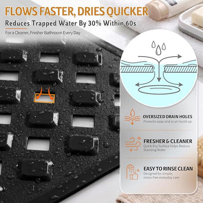 Yimobra Bathtub Mat Non Slip, 35"X16" Shower Mat with Strong Suction Cups & Drain Holes, Long Anti Slip Bath Tub Mat for Inside Shower, Machine Washable Fast Drying, Bathroom Essentials, Black