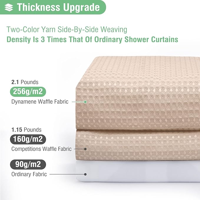 Stall Waffle Shower Curtain 256 GSM Heavy Fabric 60x72 Blush Pink | 60 Inch Wide, Thick Cloth, Weighted Hem, Water Repellent, Hotel Luxury Polyester Shower Curtain Set for Bathroom 10 Hooks