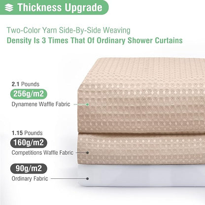 Stall Waffle Shower Curtain 256 GSM Heavy Fabric 60x72 Blush Pink | 60 Inch Wide, Thick Cloth, Weighted Hem, Water Repellent, Hotel Luxury Polyester Shower Curtain Set for Bathroom 10 Hooks