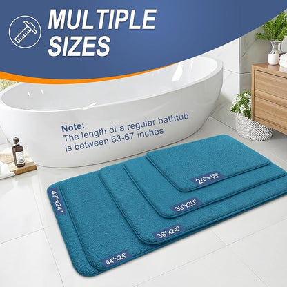 OLANLY Memory Foam Bathroom Runner Rugs 44x24, Long Bath Mats, Peacock Blue | Soft Quick Dry Bath Rugs, Non-Slip, Absorbent Machine Washable Mat for Bathroom Floor, Tub and Shower, Home Decor Accessories