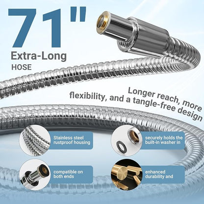 Filtered Shower Head with Handheld, 11.8" Rain Shower Head, High Pressure | 10-Function Spray Options, Adjustable Extension Arm, Secure Adhesive Holder, Easy Installation, Stainless Steel-Chrome Finish
