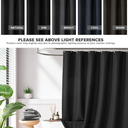 Madison Park Arbor Waffle Extra Long Shower Curtain, 72 x 84, Black Solid | Adds Privacy, Machine Washable, Farmhouse, OEKO-TEX Certified Bathroom Curtain, 3M Scotchgard Moisture Management