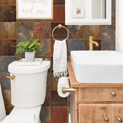 Alwayspon Vinyl Sticker Peel and Stick, Self-Adhesive Wall Tile Transfers Backsplash Sticker Decal for Kitchen Bathroom, 6x6inch/15x15cm 10Pcs, Stone Effect T049