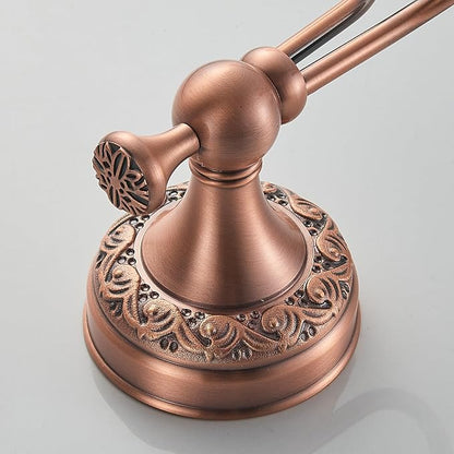 Red Copper Bath Towel Hooks, Wall Mounted Bathroom Hardware Accessories,Pattern Carving Design