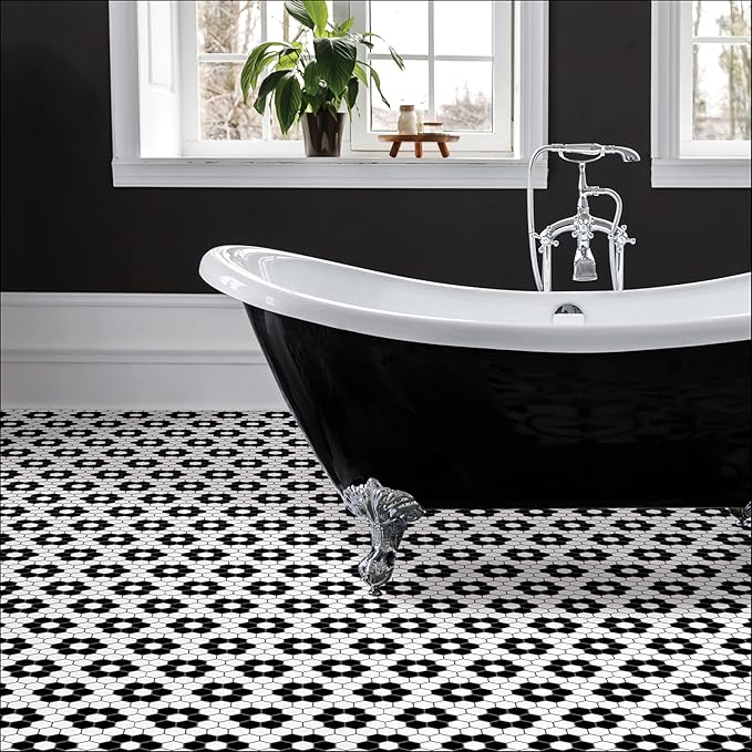 FloorPops Black Biscotto Peel & Stick Floor Tiles,FP3931,(Pack of 6)