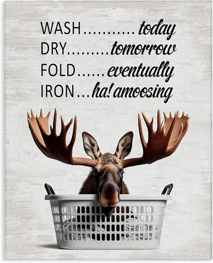 Stupell Industries Sassy Moose Laundry Humor, 30 x 40 Inch Canvas Wall Art | Stupell Industries · By Lettered and Lined · Ready to hang · Fun farmhouse charm for bathroom or laundry room · Made in USA