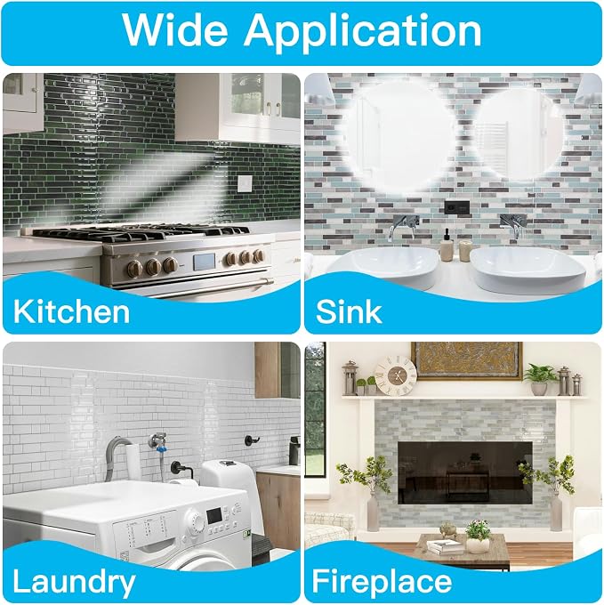 Art3d Linear Design Tile Peel and Stick Backsplash, 10-Sheet, Sandstone | 12 x 12 Inch, Enhanced Thickness, Warp Resistant, Strong Adhesion, Sturdy, for Kitchen, Bedroom, Ideal for Home Improvement