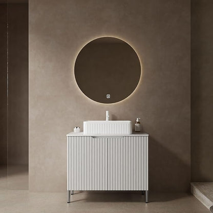 30″ White Modern Bathroom Vanity with Sink, Bathroom Storage Cabinet with 2 Soft Close Doors
