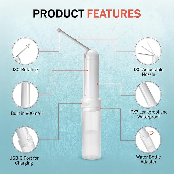 Portable Bidet for Travel, Rechargable USB-C 3 High Pressure Modes Travel Bidet Compact Waterproof Handheld Sprayer Device for Women, Men, Babies - Ideal for Personal Hygiene