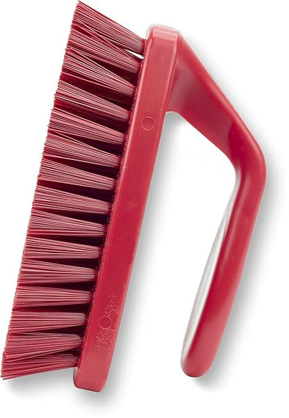 SPARTA Scrub Brush with Iron Shaped Handle and Stiff Bristles, Heavy Duty Scrubber Brush for Kitchen, Bathroom, Shower, Tile, Sink, Carpet and Bakepans, Polypropylene, 6 Inches, Red