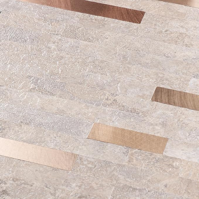 Yipscazo 10 Sheets PVC Wall Tiles Stick on Tiles for Backsplash Kitchen, Bathroom, Laundry Room, Camper, Fireplace (6'' X 12'', Stone)