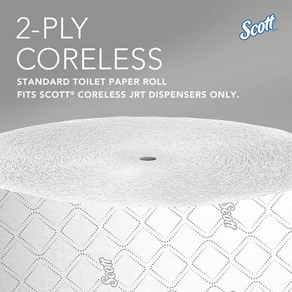 Scott Professional Coreless High-Capacity Jumbo Roll Toilet Paper, Bulk (07006), 2-Ply, Elevated Design, Septic Safe, White (12 Rolls at 1,150' Each, 13,800'/Case)