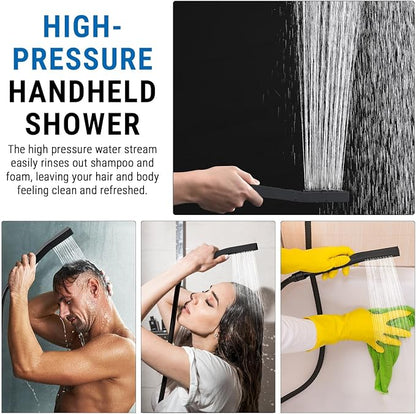 G-Promise All Metal 14" Rain Shower Head with Handheld for Bathroom Upgrade | All Metal, Built to Last, Easy Install, Adjustable Height & Angle for All Heights, Extra Long Hose, Modern Upgrade