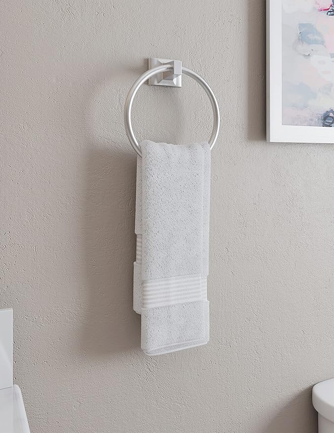 Design House 539163 Millbridge Wall-Mounted Towel Ring for Bathroom, Satin Nickel, Easy Installation with Standard Mount & Concealed Screws