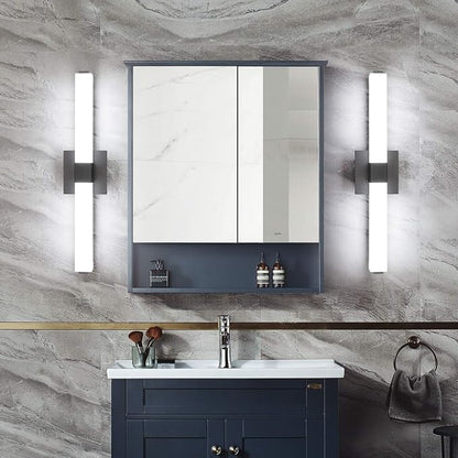 Bathroom Vanity Light Black - 24 inch Modern Vanity Lights for Bathroom - 18W LED Bath Lights Over Mirror Cool White Light 6000K