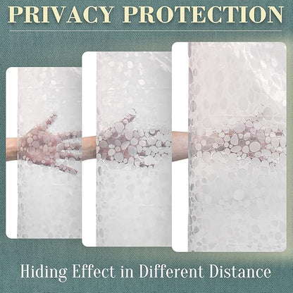 No Hook Shower Curtain or Liner, Standard Size 71 x 74, Pebble | 8G Heavy Duty, Cobblestone Bathroom Shower Curtain, No Hooks Required, Waterproof Plastic & PVC Free