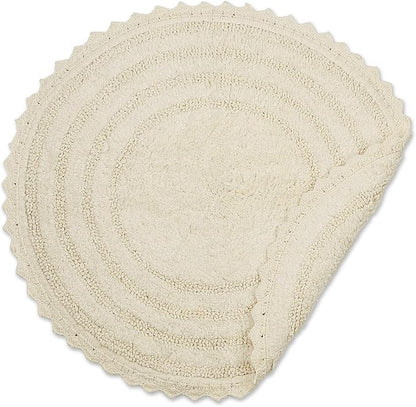 DII Crochet Collection Reversible Bath Mat, Round, 27.5" Diameter, Off-White