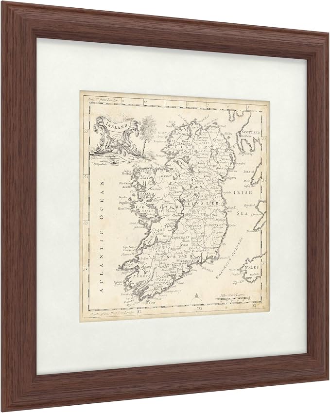 Trademark Fine Art Map of Ireland by T. Jeffreys, White Matte, Wood Frame 16x16, Multi-Color