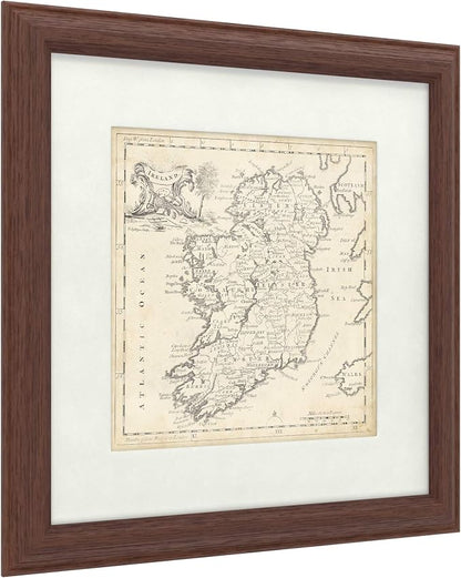 Trademark Fine Art Map of Ireland by T. Jeffreys, White Matte, Wood Frame 16x16, Multi-Color