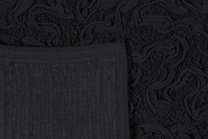 Home Weavers Bell Flower Toilet Tank Lid Cover – 10"x22", 100% Cotton, Tufted, Soft & Absorbent, Non-Slip, Machine Washable Bathroom Décor, Black