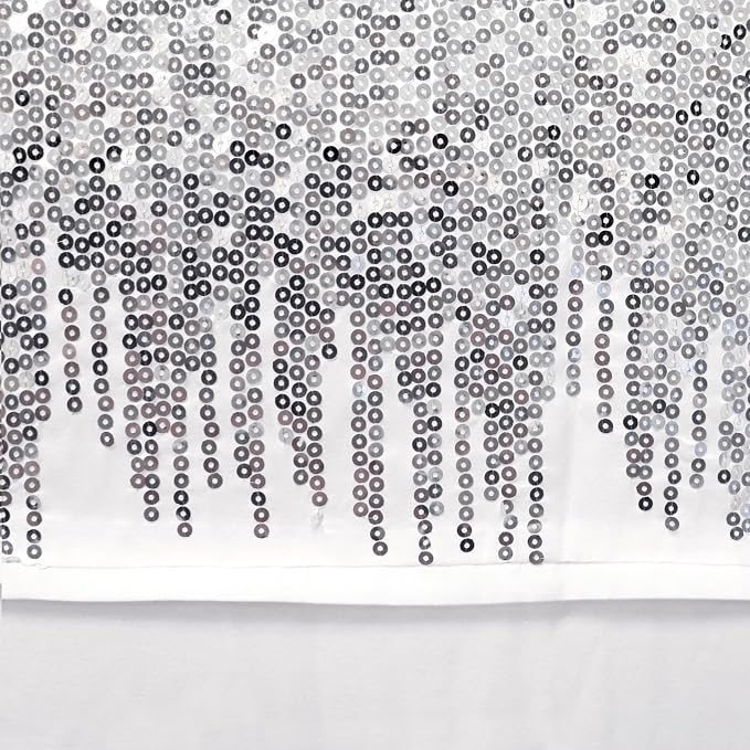Lush Decor Shimmer Sequins Shower Curtain Single 70" W x 72" L Silver - Sequin Shower Curtains for Bathroom - Modern Glam Bathroom Curtains