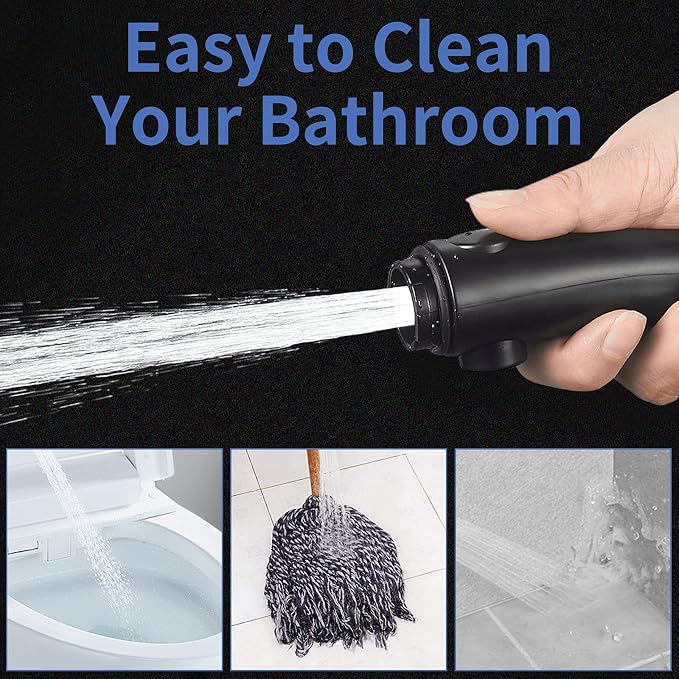 SINGSUO High Pressure Handheld Shower Head with On Off Switch (Black) | Detachable Shower Head, 3 Spray Modes Shower Massager Handheld with Hose and Adjustable Angle Bracket