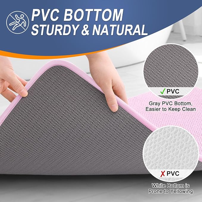 OLANLY Thick Memory Foam Small Bathroom Rug 24x16, Absorbent Bath Mat, Pink | Soft Quick Dry Bath Rugs, Non-Slip Carpet, Machine Washable Mat for Bathroom Floor, Tub and Shower, Home Decor Accessories