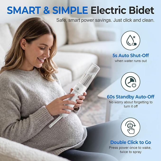 Electric Portable Bidet, Rechargeable Travel Bidet | 3 Pressure Modes, 260 Uses/Charge, Waterproof, Personal Hygiene Cleaning at Home Office and Camping