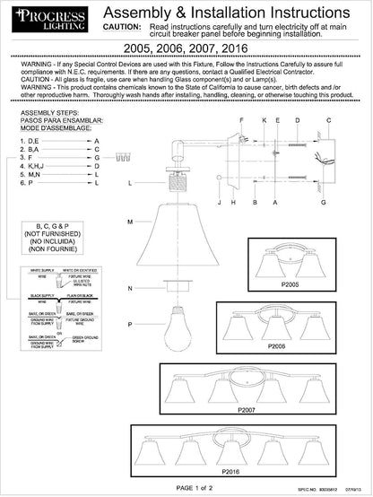 Progress Lighting P2016-09 Bravo 5-Lt. Bath and Vanity Fixture with Etched glass shades,Brushed Nickel