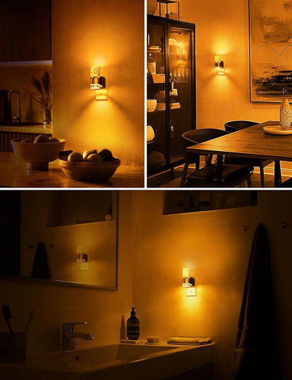 L LOHAS LED Night Light, Modern Night Lights Plug into Wall | 2 Pack Dimmable Amber Night Light with Auto Light Sensor, Wall Sconce-style Design Nightlight for Bathroom, Bedroom, Hallway