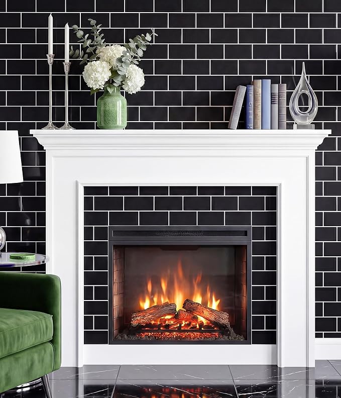 Peel and Stick Backsplash for Kitchen: Self Adhesive Wall Tiles for Bathroom - Vinyl Thick Back Splash Tile (10, Black)
